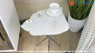 Model # 1341MQ-002 Polished Milky Quartz Side Table by BrazilGems.com 🏷 FOR SALE🛍🛒Shop Now 