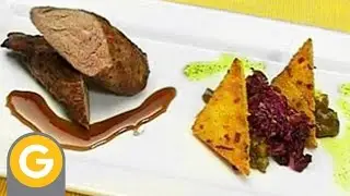 ABC Gourmet - Solomillo con radicchio, chutney de manzana y polenta grillada