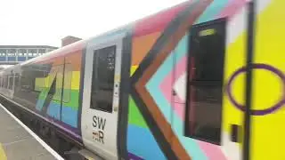 SWR class 444 019 pride month train at Brokenhurst