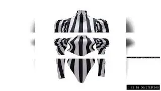 Victorian Gothic Costume Sexy dress Black and White Stripes Jumpsuit bodysuit cosplay costume Hallow