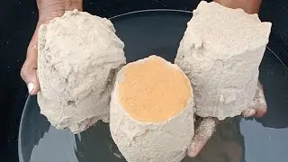 ASMR very soft sand golden texture paste play dusty dipping crumble in 💦🌊💦🤤😋