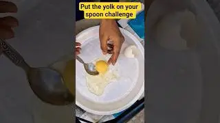 Put the yolk on my spoon Challenge #eggpeeling #art #asmr
