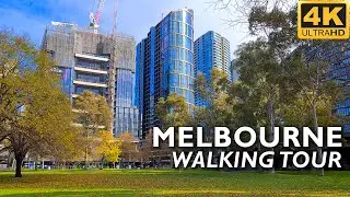 Melbourne Australia City Walking Tour - From Flinders Street to Clarendon Street | 4K Video