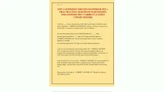 DMV California Drivers Handbook 2025  Practice Test 78 Questions with Correct Answers  Updated 20252