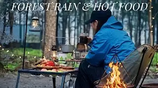 Rainy Day Camping | Bamboo Shoots Rice in the Forest & Plum Americano