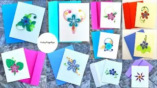 10 Paper Quilling Art Cards with Floral Designs - Handmade Unique Card For Birthday/Thank-you/...