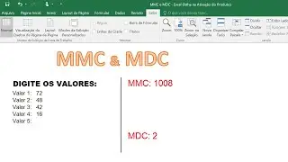 MMC e MDC (aplicação no Excel)