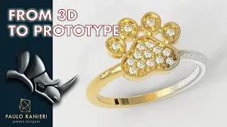 Diamond Pet Paw Ring - From 3D to Prototype (3D Printing Jewelry)