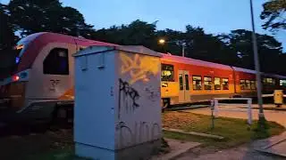8K train passing in Jurata in Hel Peninsula Poland