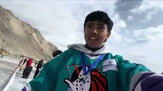Himalayan pond hockey match #first time #ladakh 🏒❄️