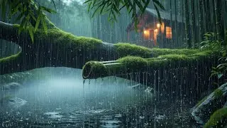 Calm Cabin Bamboo Forest at the River (N0 ADS) 🌧️Deep Sleep and Insomnia Relief
