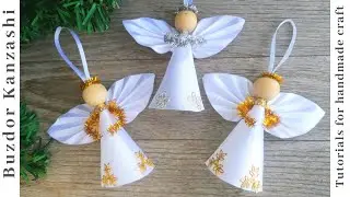 Tutorial kanzashi angyal 06-20/Kanzashi angel - Christmas angel/szat&eacute;n angyal k&eacute;sz&iacute;t&eacute;se Kar&aacute;csonyra