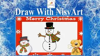 How To Draw A Snowman with Cute Black Hat | Easy Step By Step Drawing For Kids | Christmas Drawings