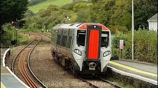 Final weeks for Ferryside Signal Box with TfW 197013 leaving station . 16th September 2025.. 