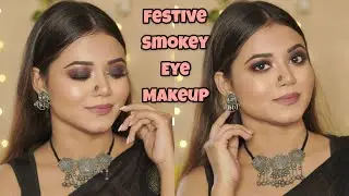 Durga Puja Black Smokey Eye Makeup Tutorial | Look 6 | Affordable Festive Makeup Tutorial