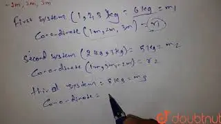 Mass centers of a system of three particles of masses `1,2,3kg` is at the point (1m,2m,3m) and
