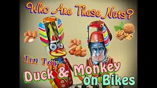 Tin Toy - Wind Up - Duck & Monkey on Bike 🦆🐒🚲💖✨😍😁