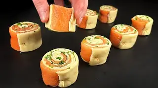 The perfect puff pastry rolls with salmon!  Simpler than you imagine❗️We don't order pizza anymore!