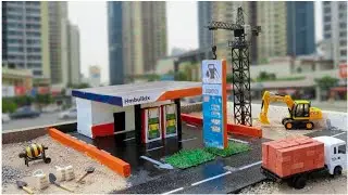 Building a Mini Petrol Pump ⛽using mini bricks or cement in Mini city I Diy fuel station | @HMbuildx