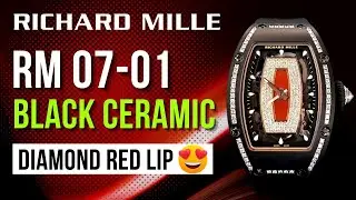 Richard Mille Ladies Watch RM 07-01 Black Ceramic Diamond Red Lip 👗💄💅💋 #shorts #luxurywatches