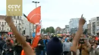Public sector workers strike against austerity in Belgium
