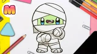 COMO DIBUJAR UNA MOMIA KAWAII 🧡 FACIL Y PASO A PASO 🧡 Como dibujar halloween kawaii