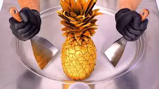 Golden Pineapple Ice Cream Rolls - Insanely Satisfying ASMR ✨