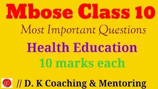Mbose Class 10 Health Education Important Questions 2024