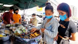 Lunchtime Khmer Food at Olympic Market Phnom Penh - Cambodian Street Food Tour