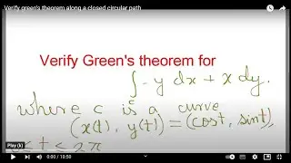 Verify  green's  theorem  along  a closed  circular path