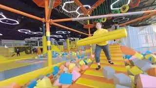 Flying Through the Trampoline Park with FPV Drone