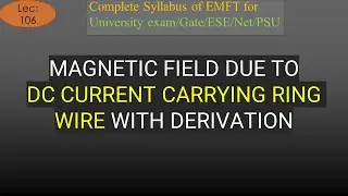 EMFT | Lec 106 | Magnetic Field due to DC Current Carrying Ring Wire with Derivation | R K Classes |