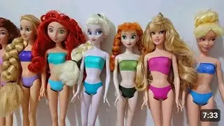 Satisfying Video l How to make Glossy Lolipops in to Rainbow Pool with Disney Princess Cutting ASMR