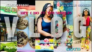 D.I.Y SUMMER DIARIES! CREATING FLOWER JEANS + CRUMBLE COOKIE REVIEW + A&Ccedil;A&Iacute; BOWL + TROPICAL SMOOTHIE