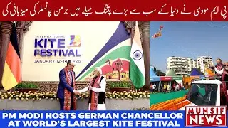 PM Modi Hosts German Chancellor at World's Largest Kite Festival in Ahmedabad