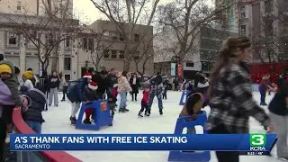 A's fans enjoy free ice skating sessions in Sacramento