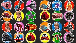 Spin Wheel Monster Train Eater, Thomas Exe, Kereta Hantu, Pou, Brain Eye, Scary Moon, Starro
