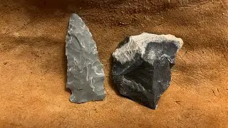 Flint Knapping North Carolina rhyolite, Fixing a large stack  [Black and Green] arrowhead
