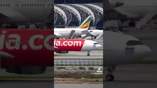 a330 neo thai airasia x landing on the runway in Suvarnabhumi airport
