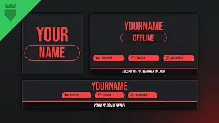 Red Flat (Logo, Banner and Screen Offline | Tutorial + Template) FREE