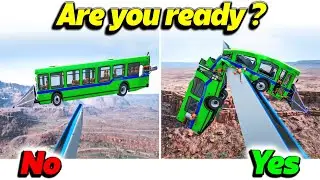 Cars, Truck, Bus Damage Chance Test in Sharp edge 1 Km High Ramp