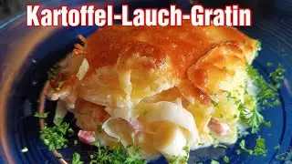 Mit K&auml;se &uuml;berbacken - Kartoffeln, Lauch und Speck