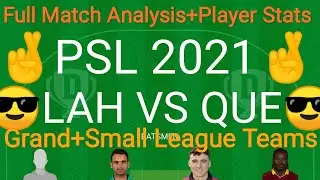 LAH VS QUE|lah vs que|Full match Analysis+Players satats|Dream11 Team|Dream11X20|Grand+Small League|