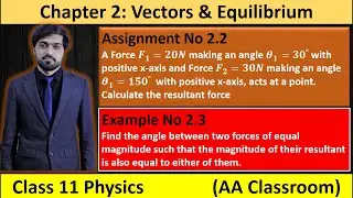 Chapter 2:  Vectors and Equilibrium | Assignment No 2.2 | Example 2.3 | KPK Class 11 Physics| Part 8