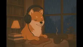 Rainy Night Lofi 🐕✨ Cozy Library Beats with Shiba Inu | Relax & Study