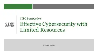 CISO Perspectives on Efficient Cyber Security with Limited Resources  [CyberRisk Summit May 2023]