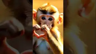 Cute Baby Monkey Makes Heart with Hands | Emotional Moment