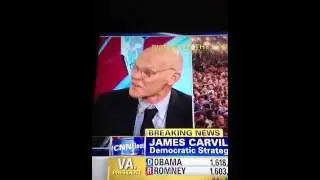 Election 2012 - James Carville spits some food!