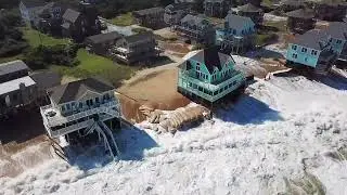 Dramatic Drone Footage Shows Tidal Storm Surge Batter Outer Banks