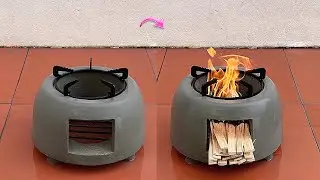 Smokeless Wood Stove - How to make a simple outdoor mini wood stove at home with cement